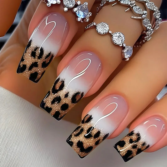 Datachable Simple Leopard Print Design False Nail Sets
