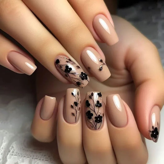 24pcs Flower Pattern Design False Nails Sets
