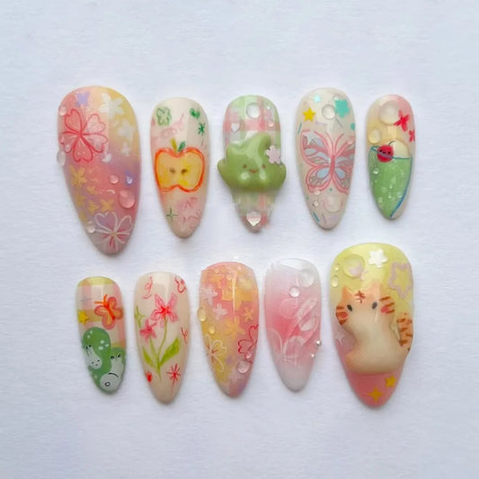 24pcs Ocean Shell Starfish Design False Nail